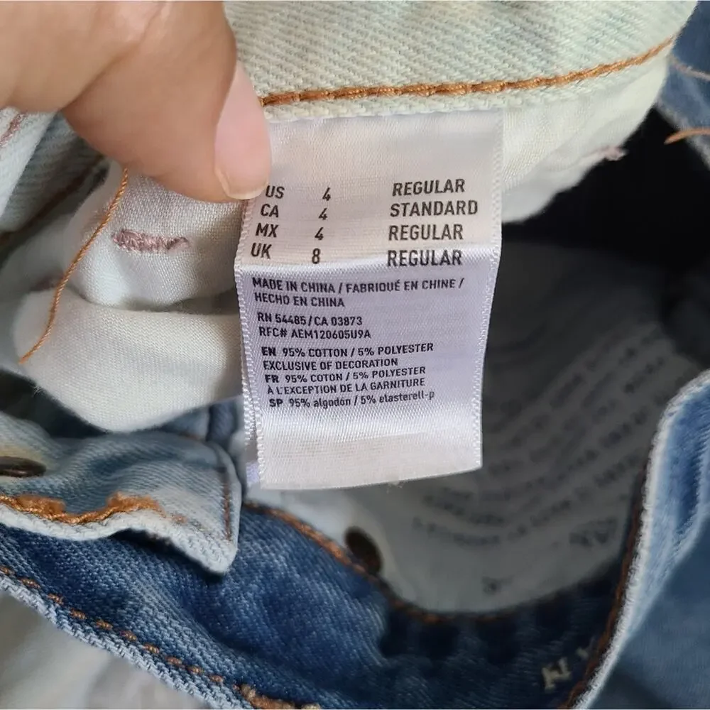 American Eagle 2 Tone High Waisted Mom Jeans Size 4 - Picture 8 of 14